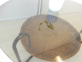 vintage tafel salontafel rond jaren 60 / 70 glas lectuurbak