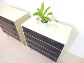 XL retro vintage ladekast kast dressoir jaren 60 wit zwart