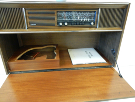 vintage kast jaren70 lp kast radio audio meubel dressoir