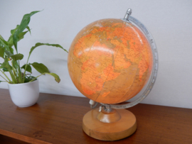 retro vintage wereldbol globe lamp tafellamp klein glas 1977