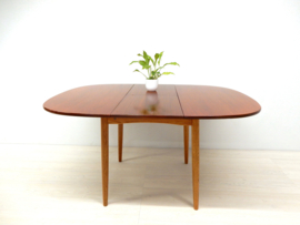 vintage eettafel tafel jaren 60 teak uitschuiftafel rond