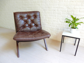 Retro vintage fauteuil stoel Deens jaren 60 leer