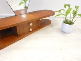 retro vintage spiegel wandkast hout jaren 50 ladekast