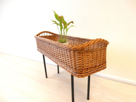 vintage rotan riet plantenbak bloembak jaren 60 / 70