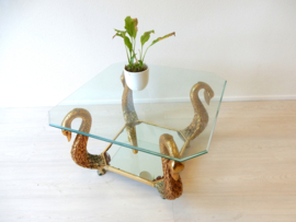 vintage bijzettafel salontafel Italiaans 80s messing goud zwaan