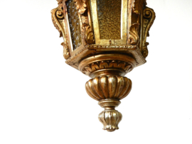 antiek hanglantaarn hout lamp hanglamp goud vintage