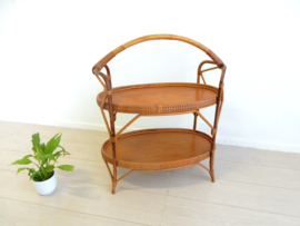 vintage rotan bijzettafel kast plantentafel serveertafel