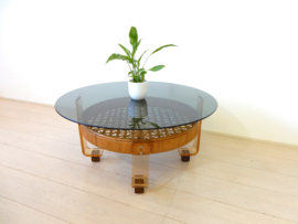 Retro vintage design salontafel tafel jaren 60 70 rond glas