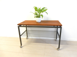 vintage bijzettafel jaren 70 tv audiomeubel lp kast pastoe