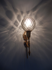 Vintage Wandlamp lamp jaren 70 / 80 glas goud