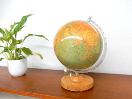 retro vintage wereldbol globe lamp tafellamp klein glas 1977