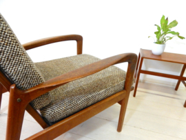 retro vintage fauteuil stoel design jaren 60 Deens teakhout
