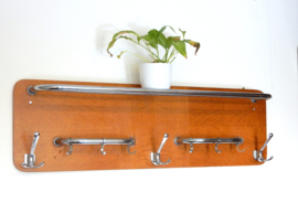 vintage kapstok jaren 60 chroom hout