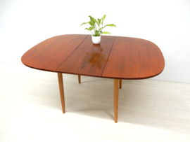 vintage eettafel tafel jaren 60 teak uitschuiftafel rond
