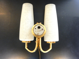 vintage Wandlamp lamp messing jaren 60 glas goud