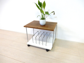 Vintage bijzettafel lp kast jaren 70