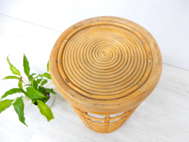 retro vintage bijzettafel plantentafel jaren 70 rotan riet bamboe