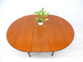 vintage eettafel tafel jaren 60 teak uitschuiftafel rond