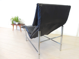 vintage TORD BJÖRKLUND SKYE fauteuil ligstoel leer chroom IKEA