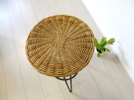 retro vintage rotan / riet kruk stoel jaren 50 plantentafel