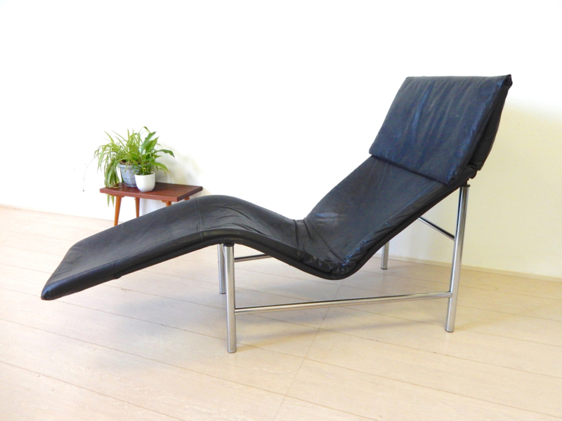 vintage TORD BJÖRKLUND SKYE fauteuil ligstoel leer chroom IKEA | Sold Zitmeubels |
