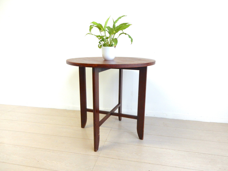 retro vintage bijzettafel tafel 60 rond plantentafel | Bijzettafels | viking-vintage