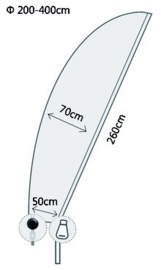 Beschermhoes CLASSIC voor o.a. een zweef-parasol. Afm: 200-400 cm