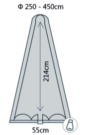 Beschermhoes PREMIUM voor o.a. een parasol. Afm: 250-450 cm