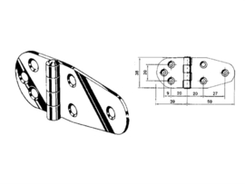 Roca staartscharnier vlak RVS 107 x 40 mm