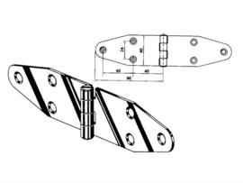 Roca staartscharnier vlak RVS 90 x 40 mm