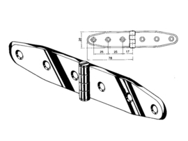 Roca staartscharnier vlak RVS 156 x 30 mm