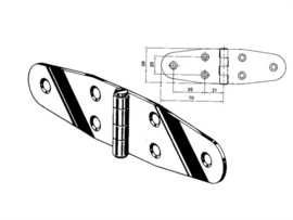 Roca staartscharnier vlak RVS 140 x 40 mm