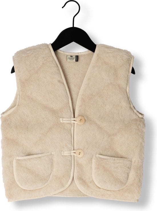 Wollen bodywarmer Alpen onion beige maat L (128-134)