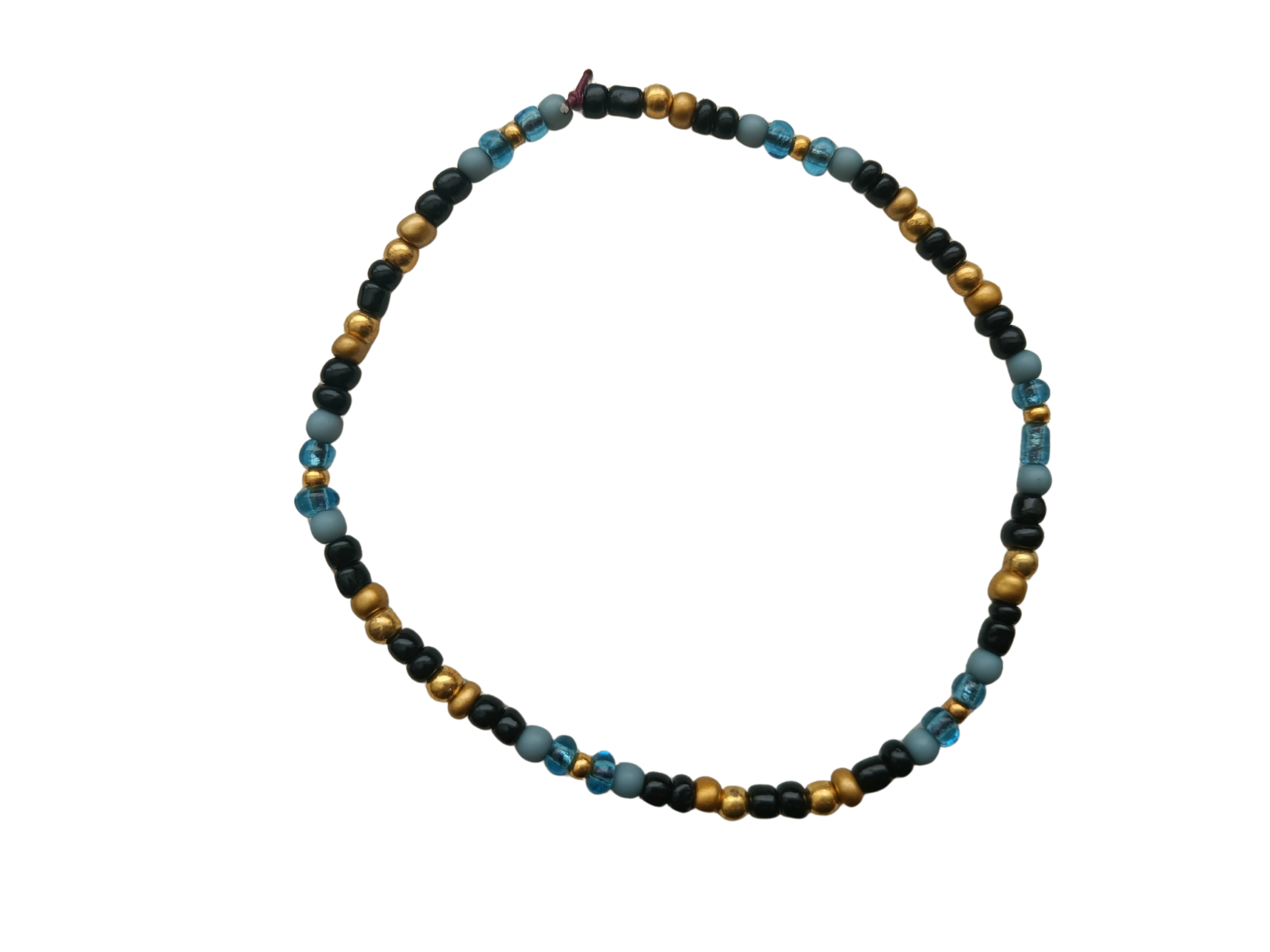 Enkelbandje - groenblauw/zwart/goud