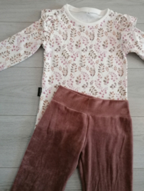 Longsleeve ruffels mauve blaadjes 134/140