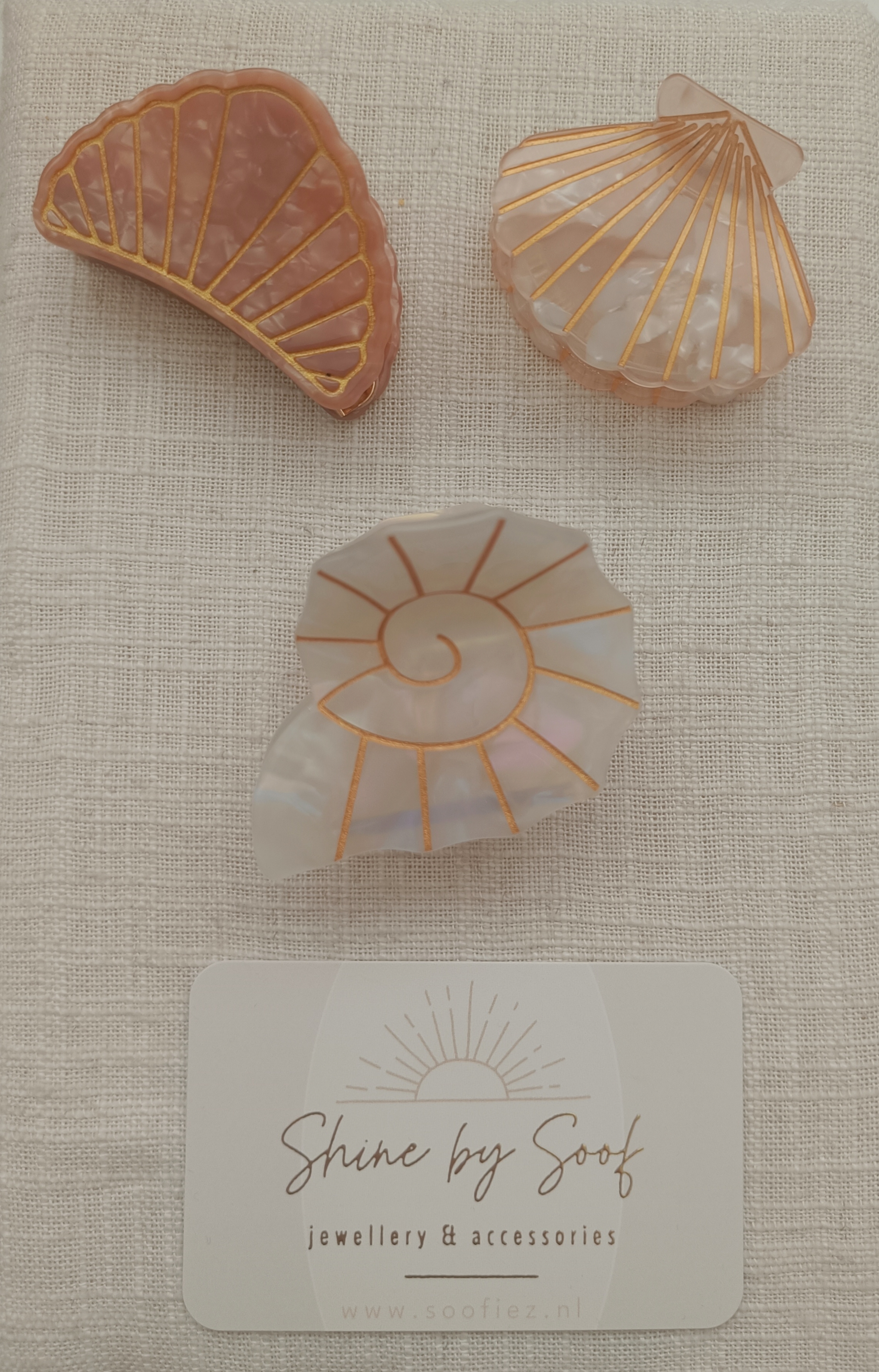 Haarclip schelp - oudroze/goud