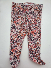 Legging met voetjes roze bloem maat 68