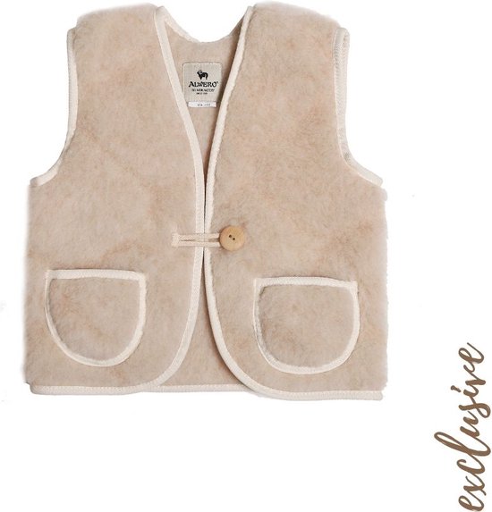 Wollen bodywarmer Alpen onion beige maat L (128-134)