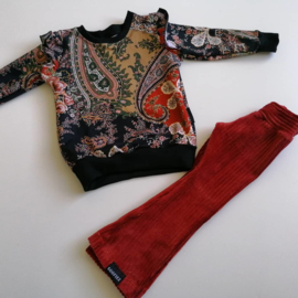 Sweater paisley zwart/roest
