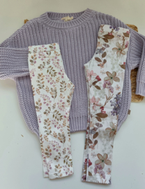 Legging mauve blaadjes