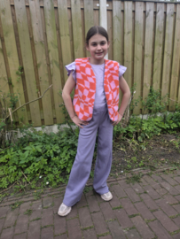 Gilet teddy oranje/roze