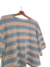 Tshirt brede streep blauw/lichtblauw