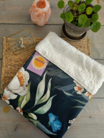 Fluwelen teddydeken flowers navy