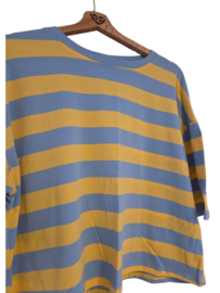 Tshirt brede streep blauw/geel
