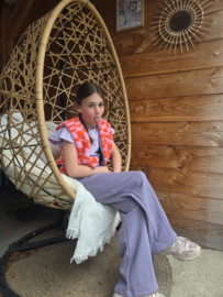 Gilet teddy oranje/roze