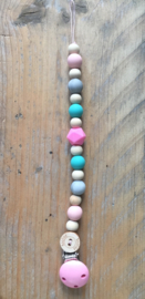 Speenkoord marble turquoise pink