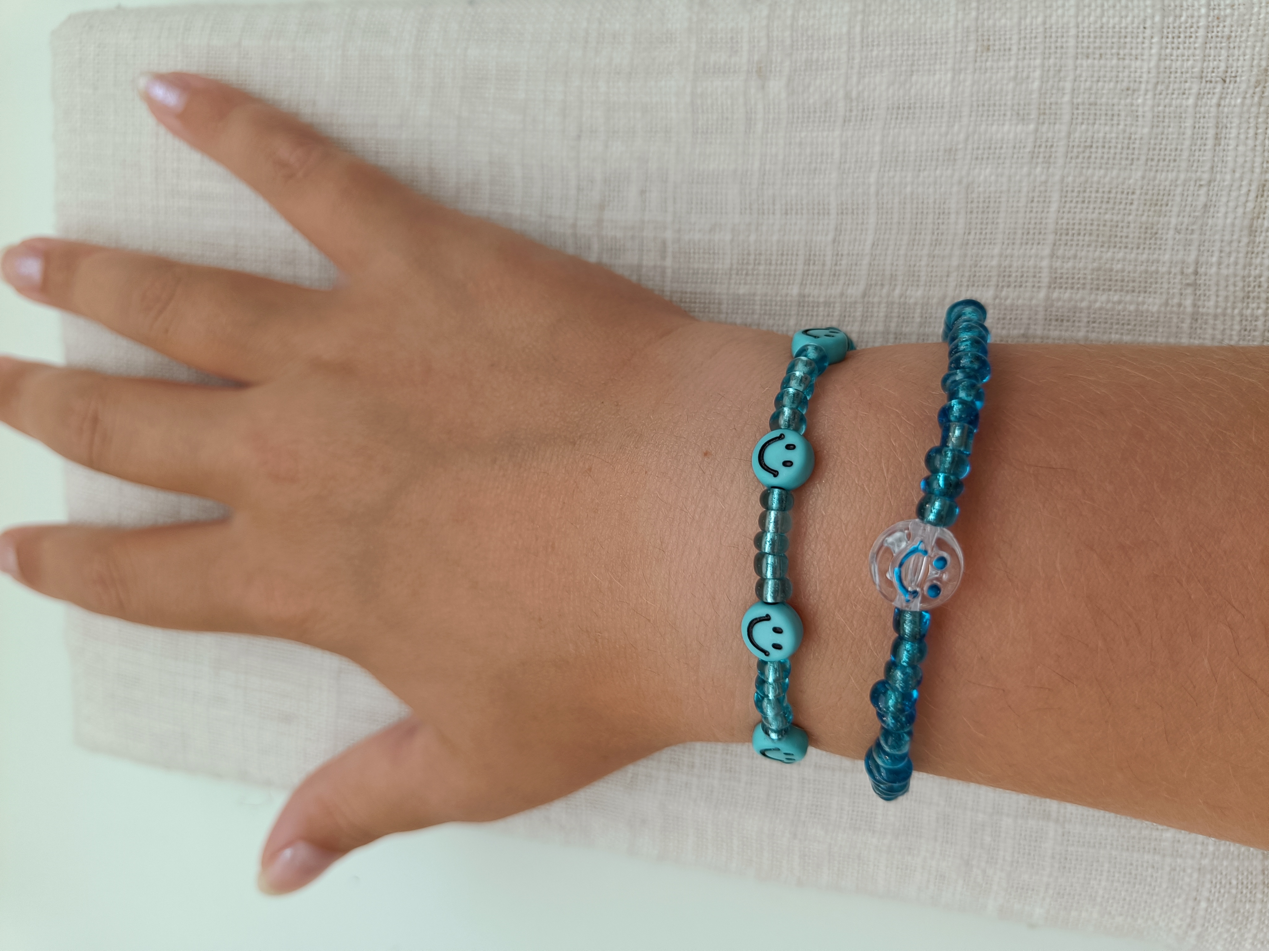 Armbandje - smileys blauw