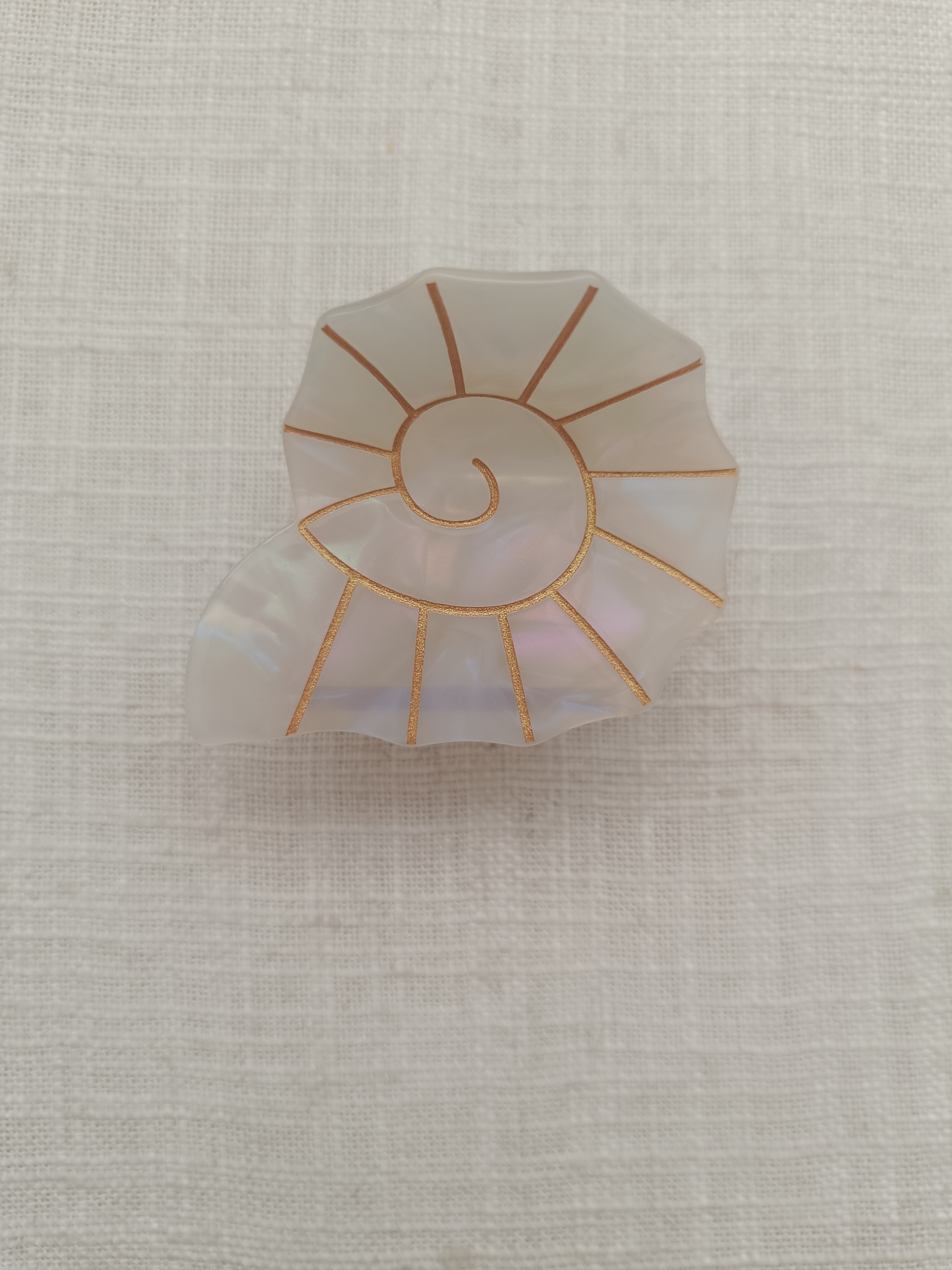 Haarclip schelp - wit/goud
