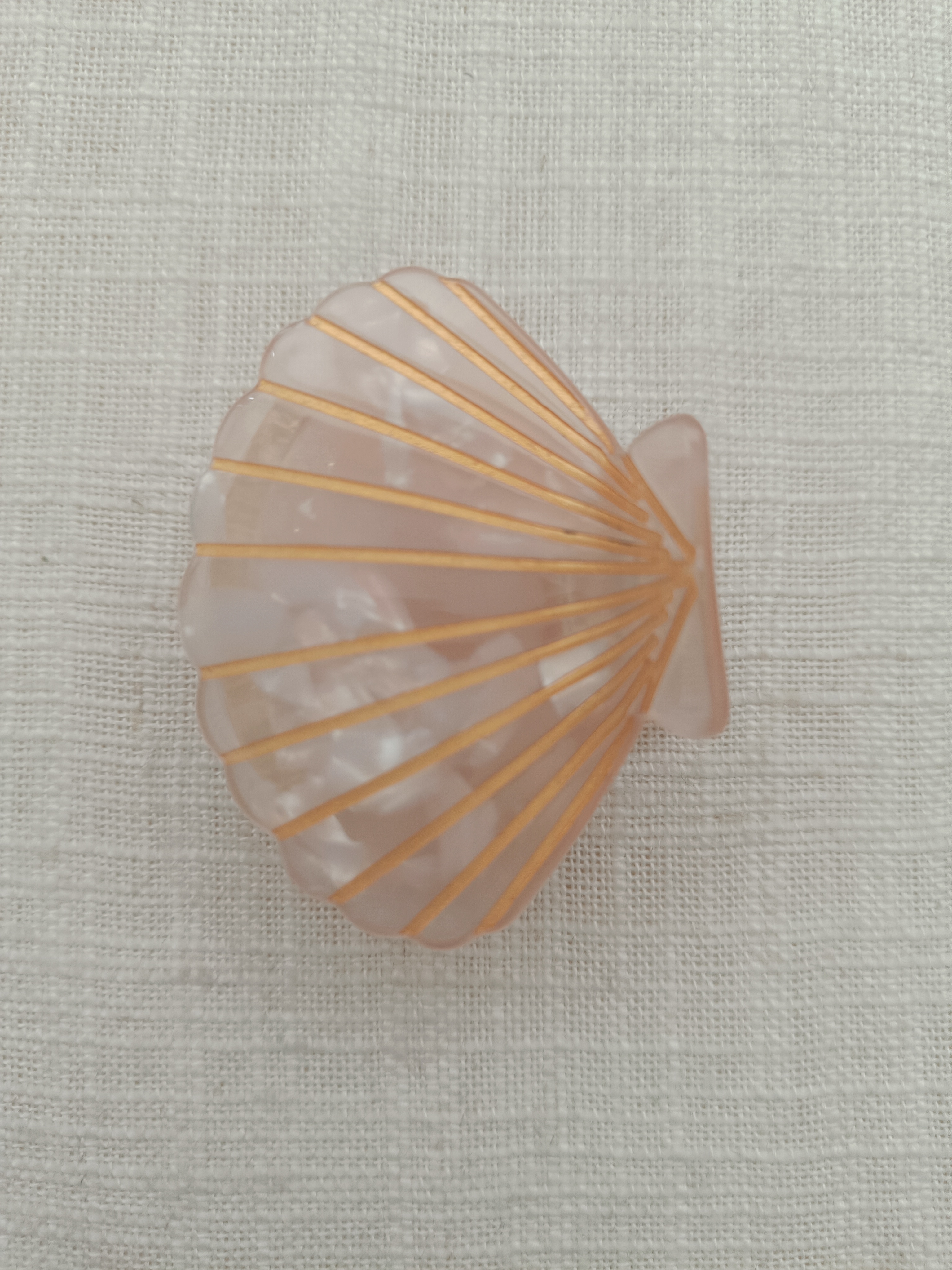 Haarclip schelp - lichtroze/goud