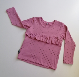 Ruffel longsleeve stipjes roze